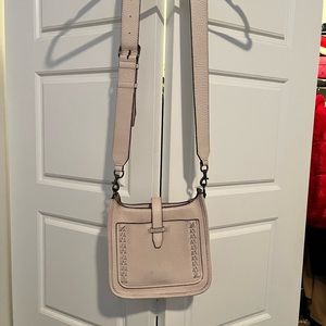 Rebecca Minkoff Pale Pink Unlined Feed Whipstitch Genuine Leather Crossbody Bag